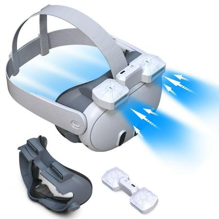 Face Cover with Cooling Fan for Meta Quest 3, Adjustable Leather Mask, Cooling and Defogging Fan Compatible with Oculus Quest 3, Relieve Lens Fogging (2 Speeds and 2 Modes)