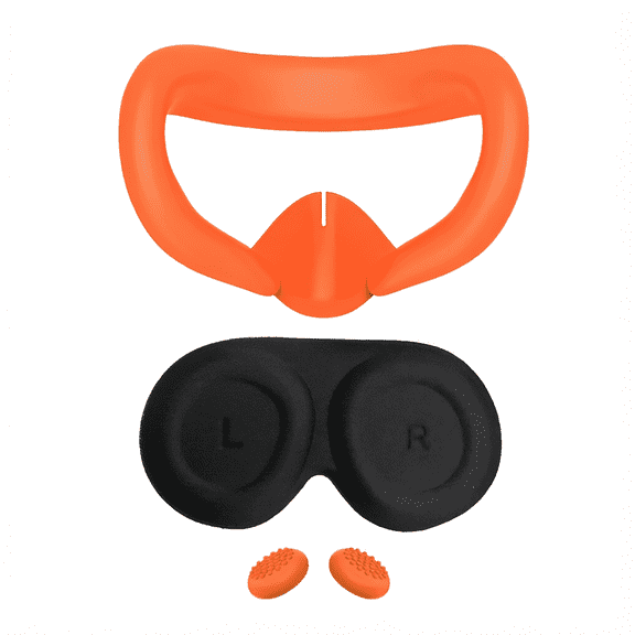 Face Cover Pad For Oculus Quest 3 Orange Replacement Sweat Proof PU Foam Cushion With Lens Protector And Thumb Button Cap