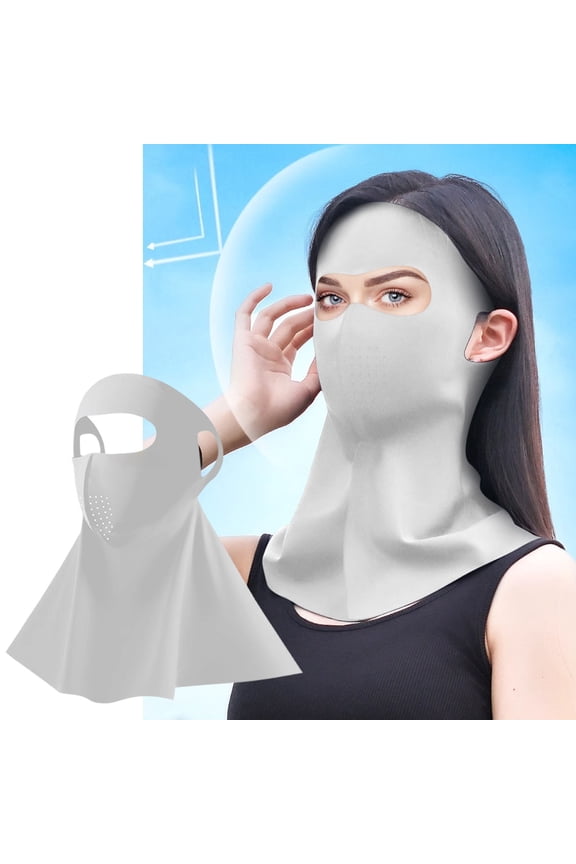 Clearance Under $5 Face Cover for Tanning Bed,Face Shield,Pure Silk Face Cover Breathable Protection Suns Mask Reusable Sport Face Scarf Mask,Full-Face And Neck Mask,Breathable(Gray