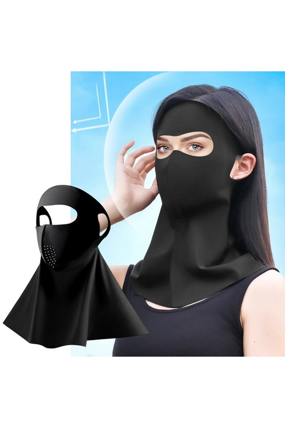 Clearance Under $5 Face Cover for Tanning Bed,Face Shield,Pure Silk Face Cover Breathable Protection Suns Mask Reusable Sport Face Scarf Mask,Full-Face And Neck Mask,Breathable(Black
