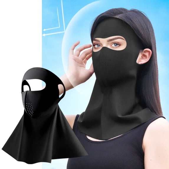 Clearance Under $5 Face Cover for Tanning Bed,Face Shield,Pure Silk Face Cover Breathable Protection Suns Mask Reusable Sport Face Scarf Mask,Full-Face And Neck Mask,Breathable(Black