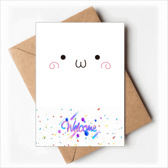 Face Cute Expression Art Deco Fashion Welcome Back Greeting Cards Envelopes Blank