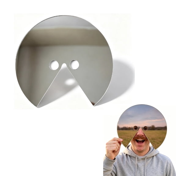 Face Cutout Reflective Mirror Mask, Round Acrylic Selfie Prop for Surreal Creative Photos, Travel Shots, Party Photo Booth & Festival Costume Accessory, 1 Pack