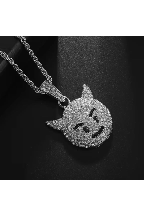Face Devil for Men's Pendant 14K White Gold Plated Round Cut Lab Created Diamond