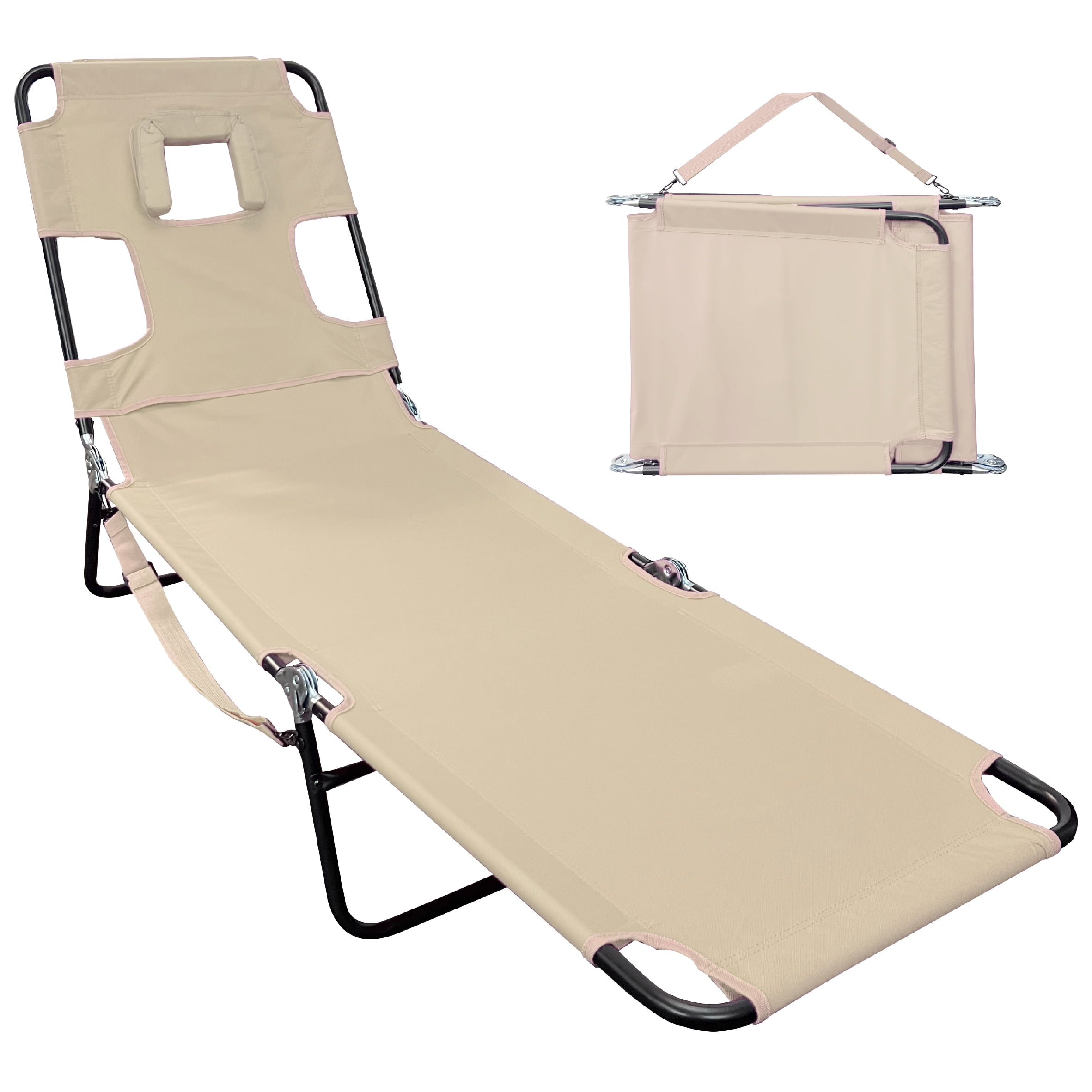 Face Down Tanning Chaise Lounge Chair Face & Arm Holes 2 Legs