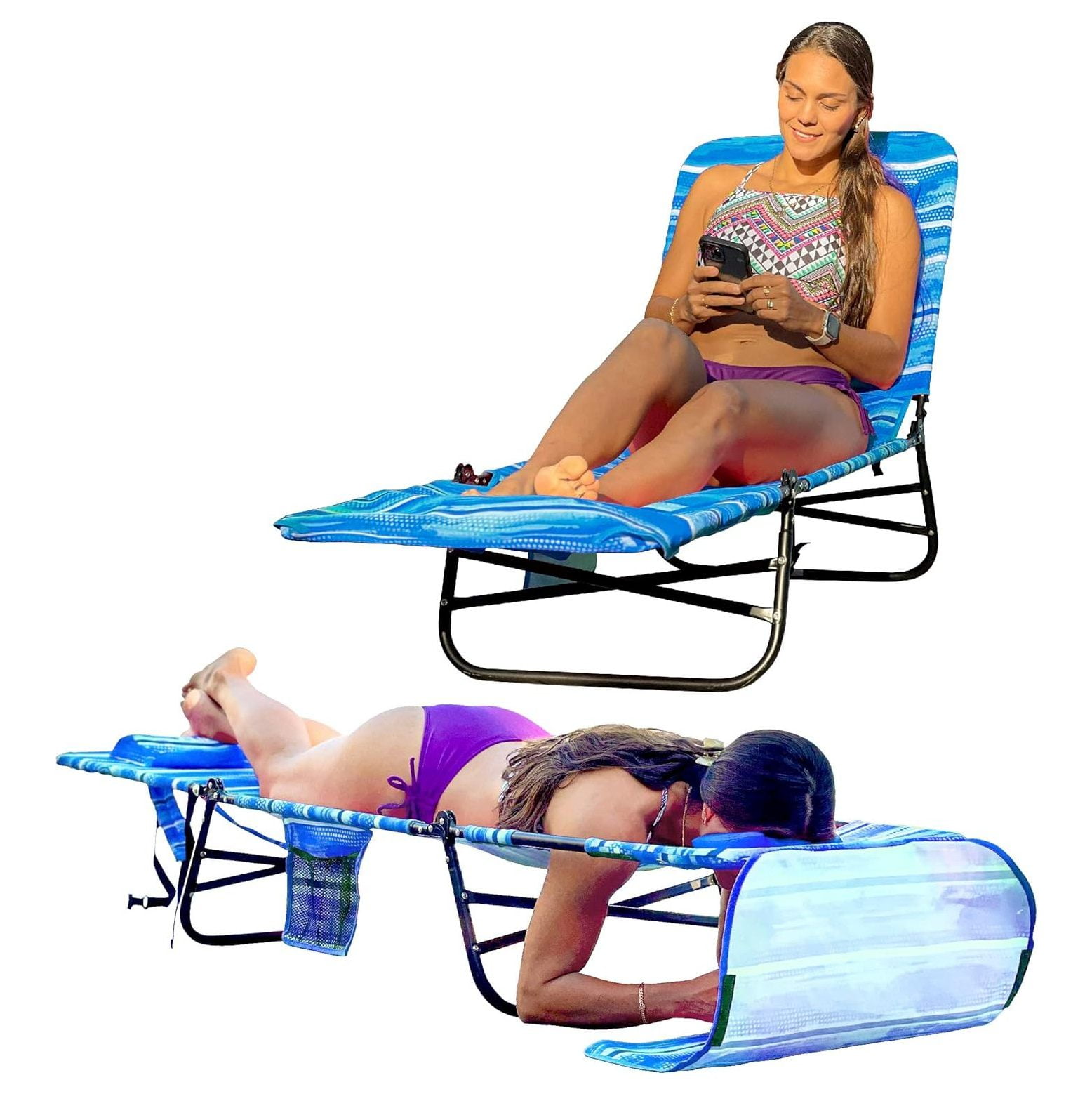 Face Down Tanning Chaise Lounge Chair with Face & Arm Holes2 Legs