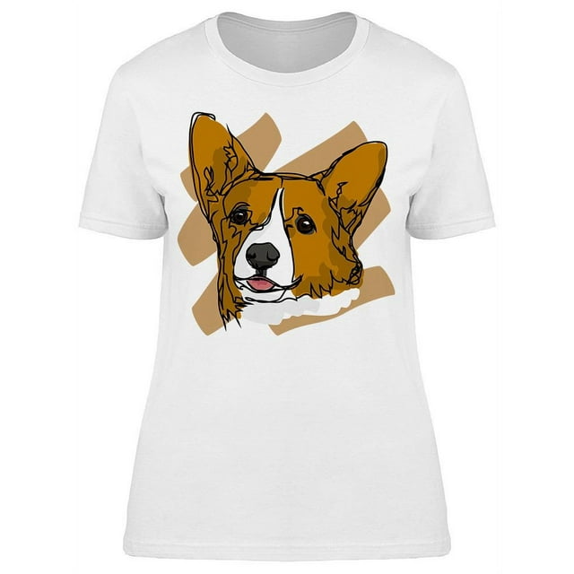 Face Drawing Of A Corgi T-Shirt Women -Image by Shutterstock, Female Large