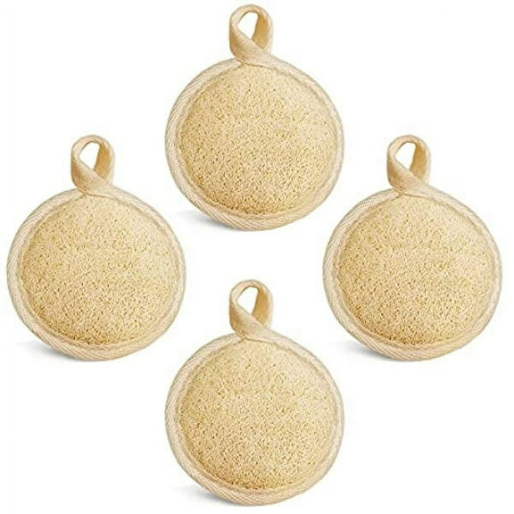 Face Exfoliating Loofah Pad Scrubber, Manual Facial Cleansing and Makeup Remover Brush 4 Pieces, Natural Loofa Sponge Pads Massage Pores and Clean Blackheads Without Hurting The Skin