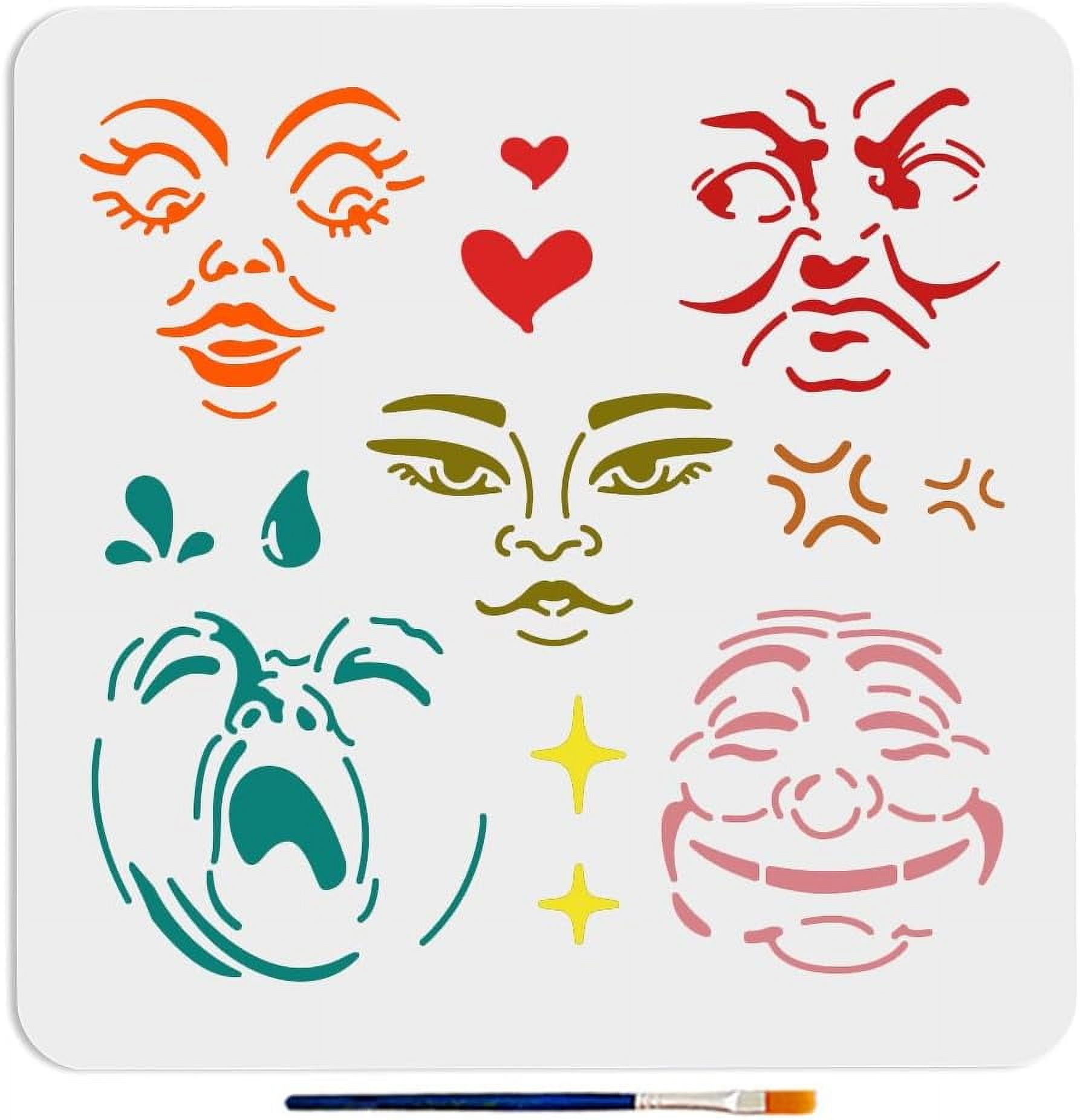 face-expression-stencil-11-8-11-8inch-5-face-patterns-large-reusable-emotional-facial-features-stencils-with-paint-brush-for-art-crafts-window-wood-canvas-fabric-wall-furniture-decor-walmart-com