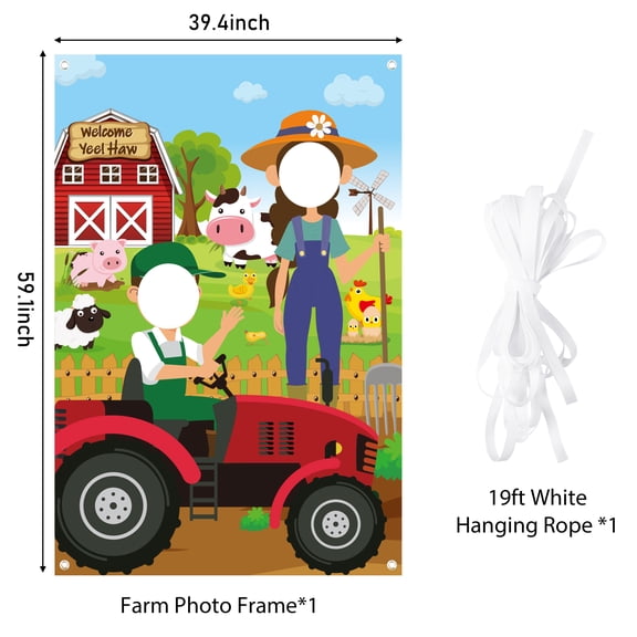 GROBRO7 Farm Theme Frame Poster, Photo Props Banner for Theme Party Decor,1 Count