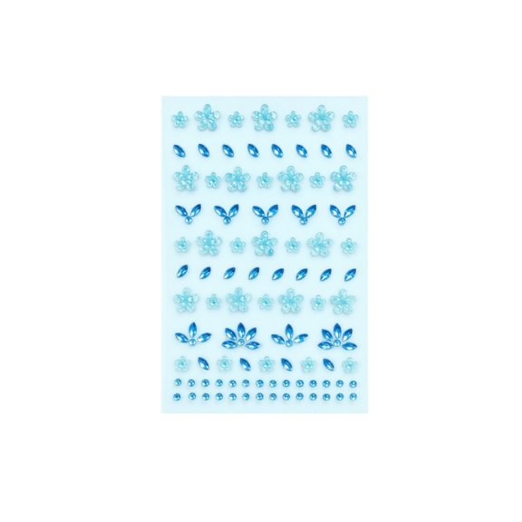 Face Gems Blue Five-Petal Chameleon Flower Face Decoration for Stage Performance Parties Rave Festivals Photography Self Expression Adhesive Crystal Gem Decals Single Sheet