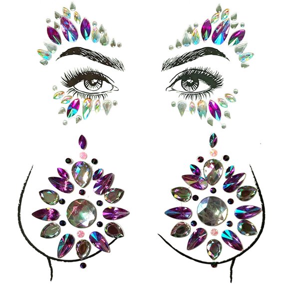 Face Gems Stickers Body Jewelry Stickers Crystal Tattoo Stickers for Festival Rhinestone Decorations Tattoo Stickers