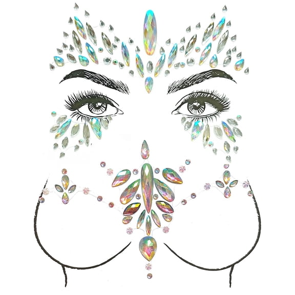 Face Gems Stickers Body Jewelry Stickers Crystal Tattoo Stickers for Festival Rhinestone Decorations Tattoo Stickers