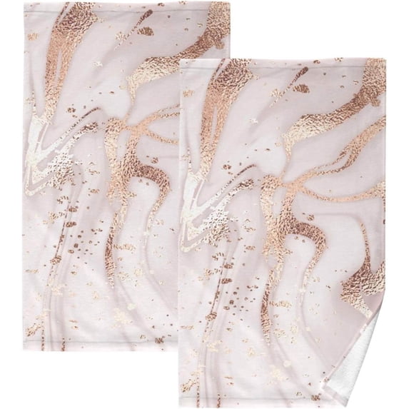 Face Hand Towel Set Liquid Abstract Marble Cotton Washcloths, Quick-Dry Highly Absorbent Bath Towels 2 PCS for Bathroom Ktichen Travel SPA Gym, 16"x28"