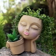 thumbnail image 1 of Face Head Plant Flower Pot, Kissing Girl Flowerpot, Lady Head Flower Pot, Female Kiss Faces Small Resin Art Succulent Pots for Indoor Outdoor Plants, 1 of 6