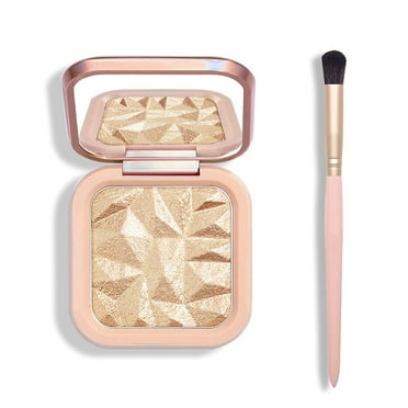 Face Highlighter Palette Kit,Shimmer Glitter Highlight Contouring Natural Shiny Makeup (Beige Gold)