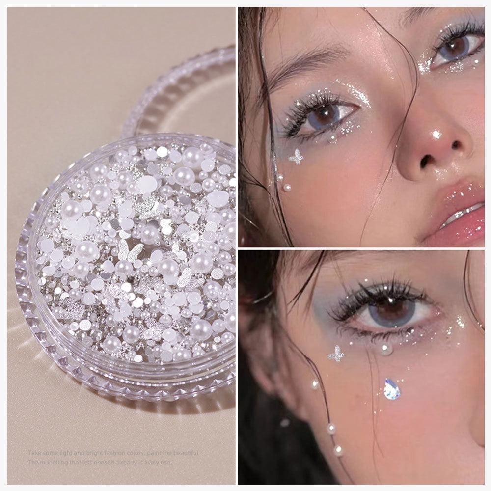 Face Jewels Gems Crystal SelfAdhesive Glitter Crafted Pearls Floral