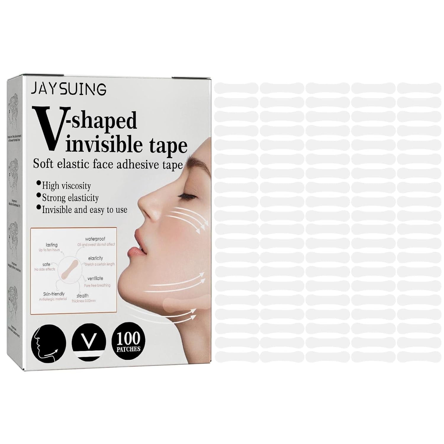 Face Lift Tape Invisible,100 Strips Facial Tape Face Lift,Instant Face