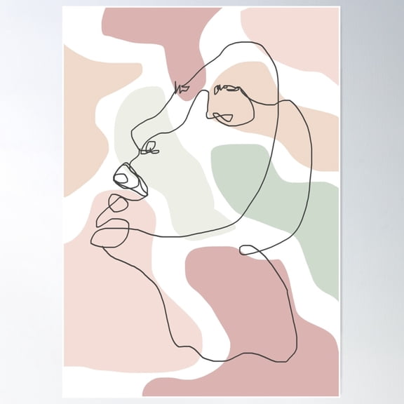 Face Line Drawing Abstract Poster Wall Art, Modern Wall Decor For Living Room Bedroom, 8x12 UNFRAMED