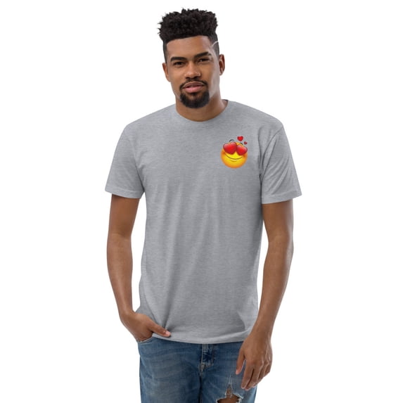 Face Love Emoji Short Sleeve T-shirt (Heather Grey, XS)
