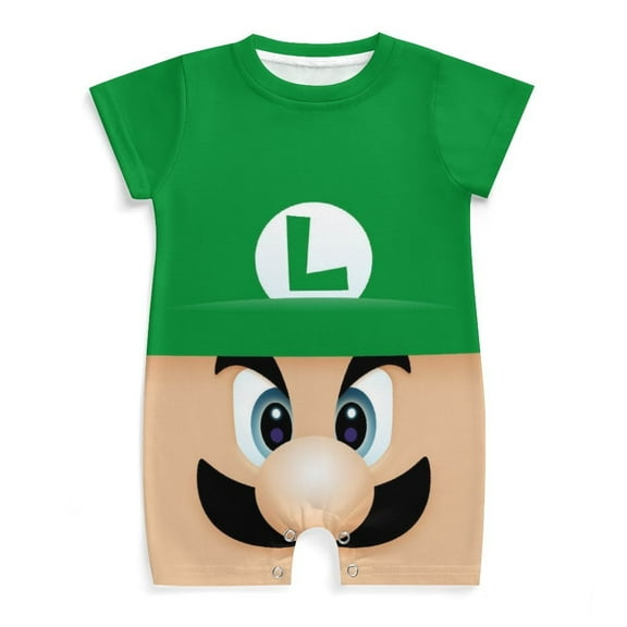 Face Luigi's Mansion Baby One-Piece Rompers Short Sleeve Bodysuits Jumpsuit Newborn Infant Toddler Summer Outfit Kid Clothing Sets