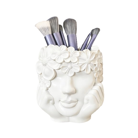 Face Makeup Brush Holder, Creative Face-Shaped Decor, 10 Pack, for Vanity Desk Home Decor Organization