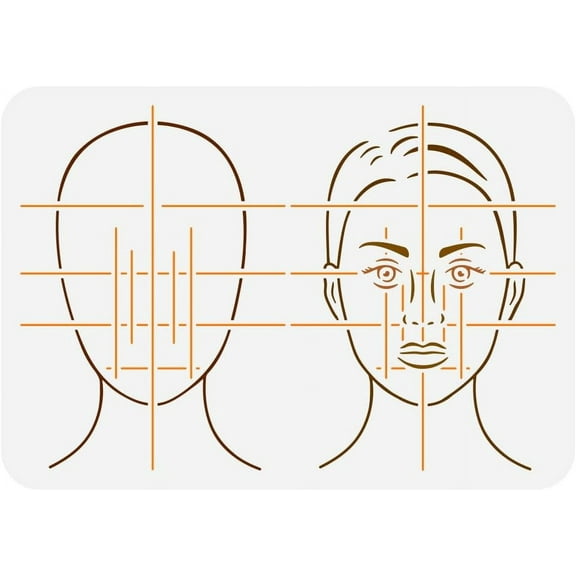 Face Map Front Painting Stencil 8.3x11.7inch Reusable Golden Ratio Face Pattern Drawing Template Human Face Decoration Stencil