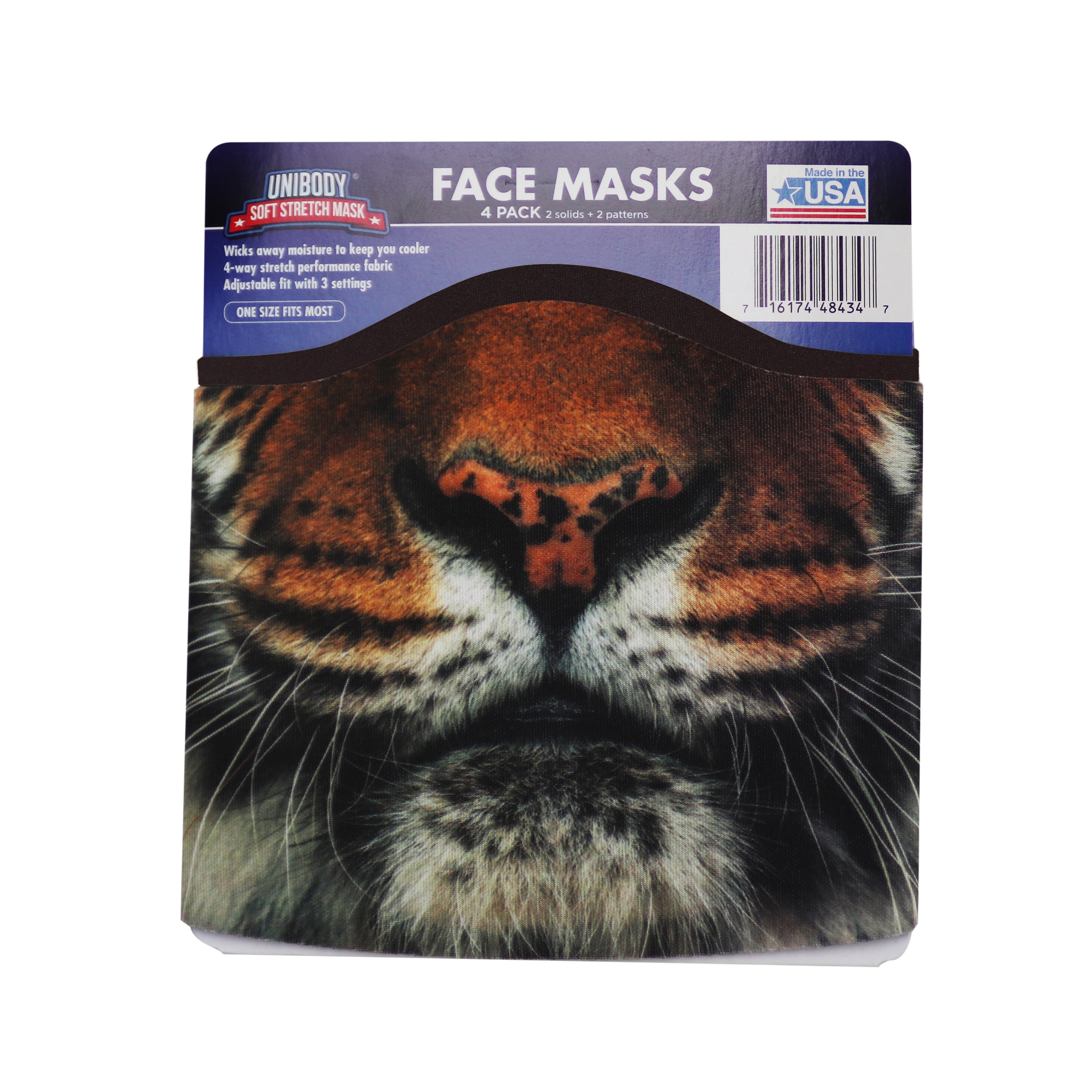 Face Mask 4 Pack Brown W/ Lion & Dog
