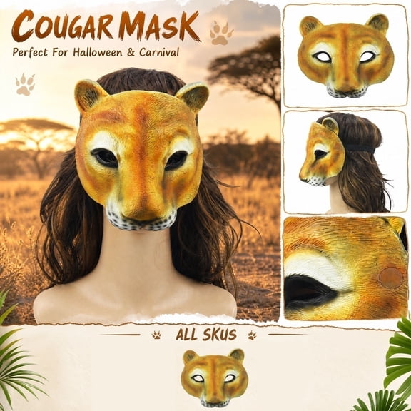 Face Mask Animal Head Mask 9 X 8 Inch Durable Plastic Halloween Scary Halloween Accessory for Spooky Season Adult Themed Party 1 Pack