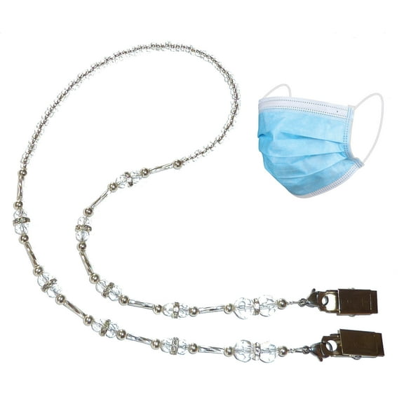 Face Mask Beaded Necklace Lanyard Strap Chain Holder For Women, Crystal