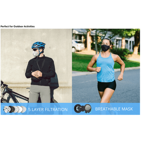 Face Mask Black Disposable with Breathing-Valve 10 Pack | Black Face Masks for Men and Woman 5 Layer | Disposable Face Mask for Protection | Breathable Face Mask Lightweight Comfortable on Skin