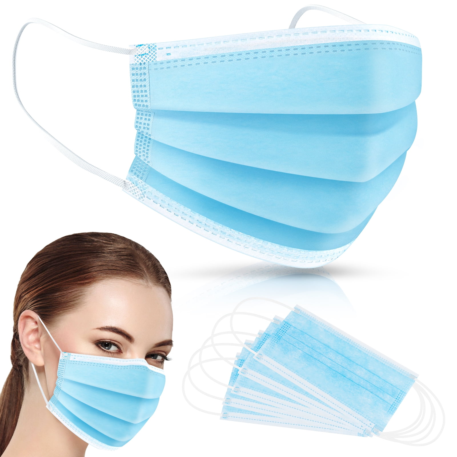 Zoushen Face Mask 100PCS Adult Black Disposable Masks 3-Layer Filter  Protection Breathable Dust Masks with Elastic Ear Loop for Men Women