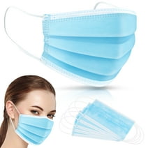 Face Mask Disposable Adults 3Ply Non-Woven with Nose Clip Ear Loop Blue 100 Pcs