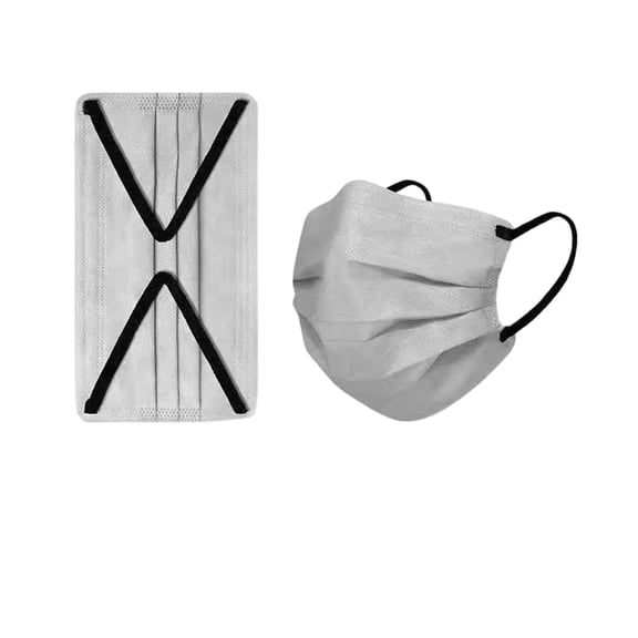 Face Mask Disposable Gray Non Woven 3 Ply 10 Count Face Masks with Black Ear Loops for Adults Daily Indoor Outdoor Use