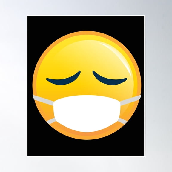 Face Mask Emoji Poster Wall Art, Modern Wall Decor, 12x18 UNFRAMED