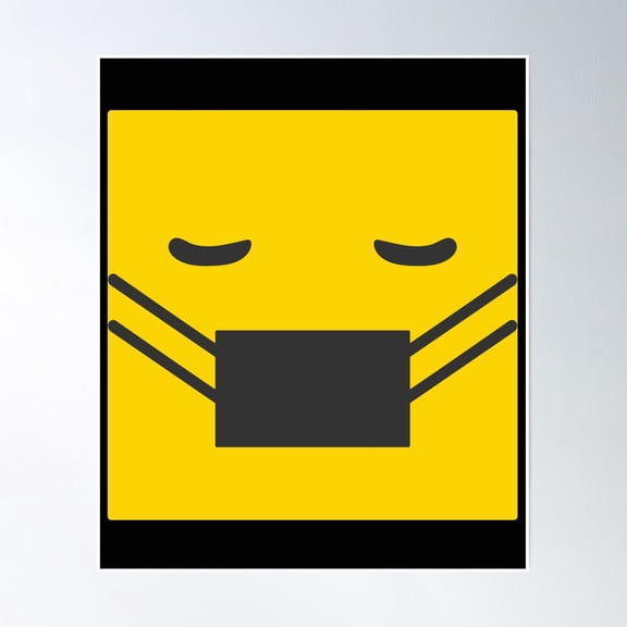 Face Mask Emoji Poster Wall Art, Modern Wall Decor, 24x36 UNFRAMED