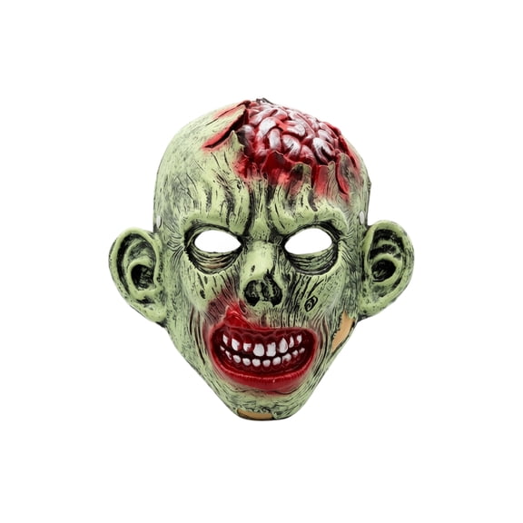 Face Mask Green Zombie Style Latex Halloween Accessory 1 Piece for Masquerade Parties Haunted House Events