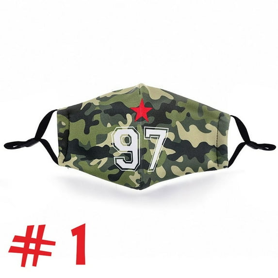 Face Mask Kids Youth with Filter Pocket Washable Reusable Mask Design Star Military
