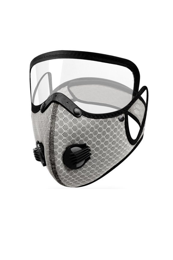 Face Mask Light Gray Breathable 12X6 Inch Reusable Full Face with Clear Visor for Cycling Outdoor Work Sports