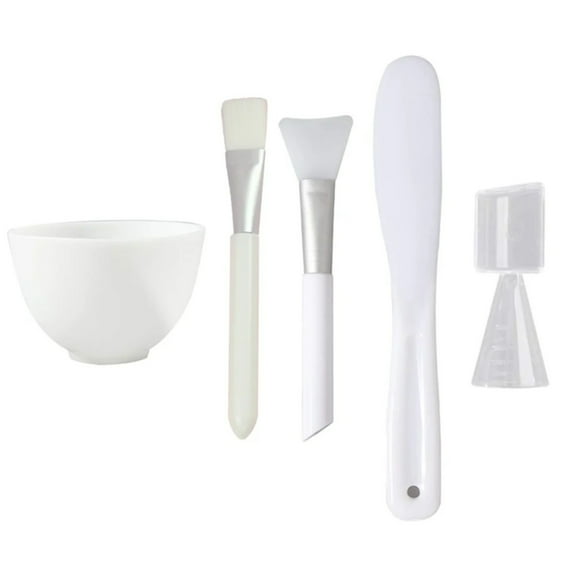 Face Mask Mixing Bowl Set with Silicone Facial Bowls, Brushes, Spatula, Measuring Cup + Scoop, 5 in 1 Esthetician Tool Kit, SPA Quality-White