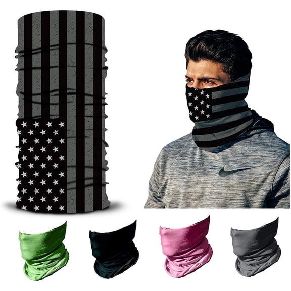 Face Mask, Neck Gaiter, 12-in-1 Headband Scarf, Balaclava, Bandana, Sweatband for Fishing, Hiking, Running & Outdoor Sports, Dustproof & Sun Protection USA Black&White
