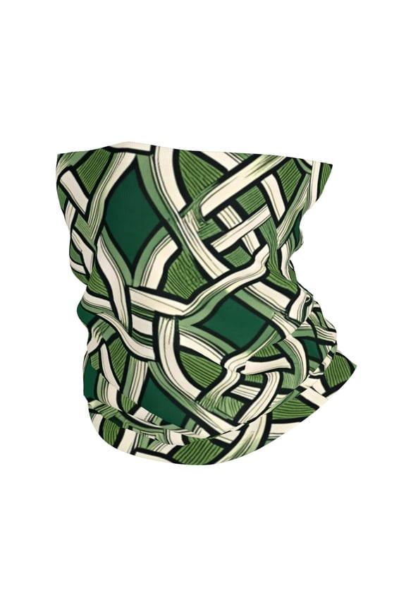 Face Mask Neck Gaiter Windproof Bandana Headwear Breathable Cover Outdoor Scarf, Abstract Celtic Knots Green