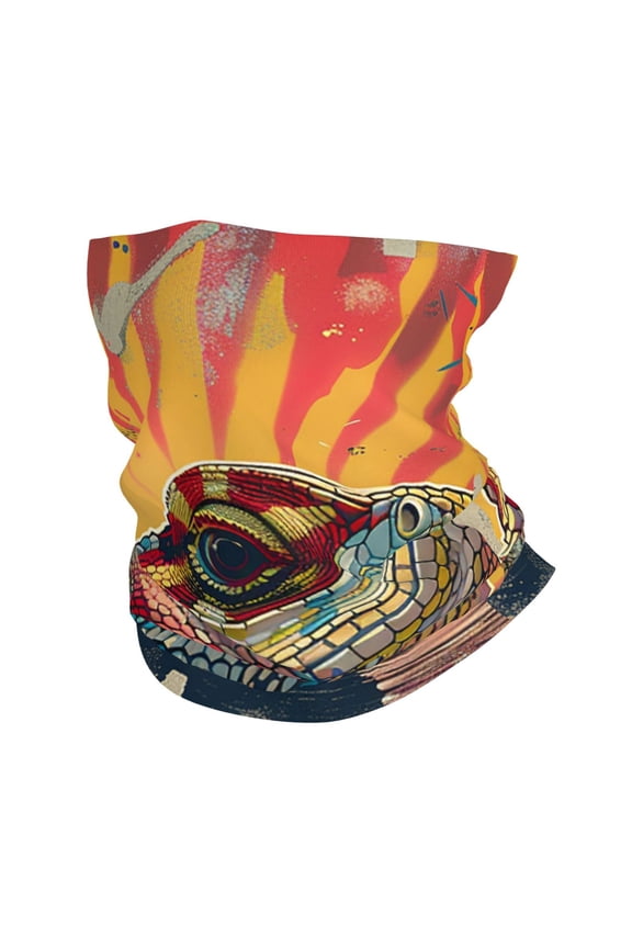 Face Mask Neck Gaiter Windproof Bandana Headwear Breathable Cover Outdoor Scarf, Bearded Dragon Lizards Retro