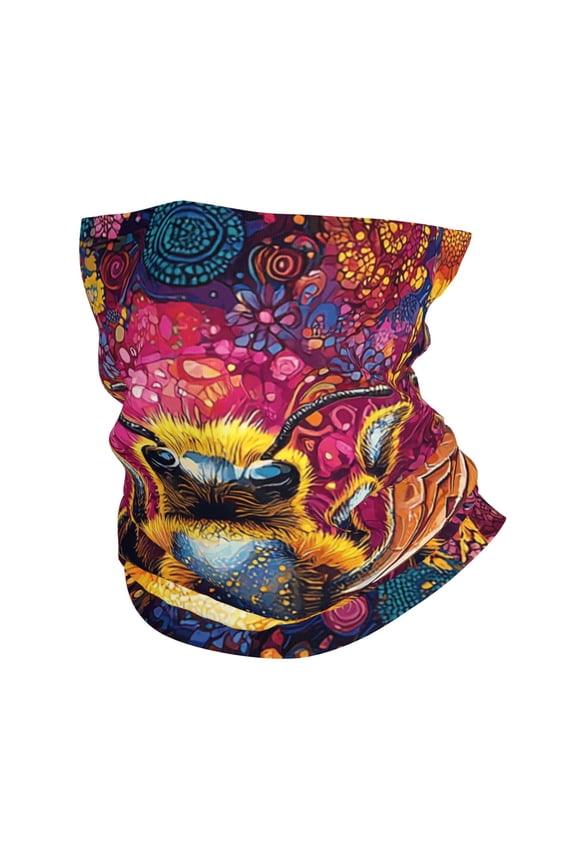 Face Mask Neck Gaiter Windproof Bandana Headwear Breathable Cover Outdoor Scarf, Bee Psychedelic Abstract
