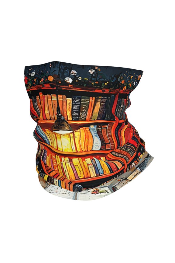 Face Mask Neck Gaiter Windproof Bandana Headwear Breathable Cover Outdoor Scarf, Bookshelf Library Patterns Art