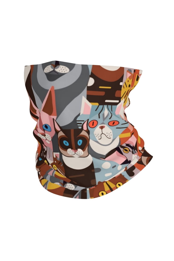 Face Mask Neck Gaiter Windproof Bandana Headwear Breathable Cover Outdoor Scarf, Cats In Funny Poses