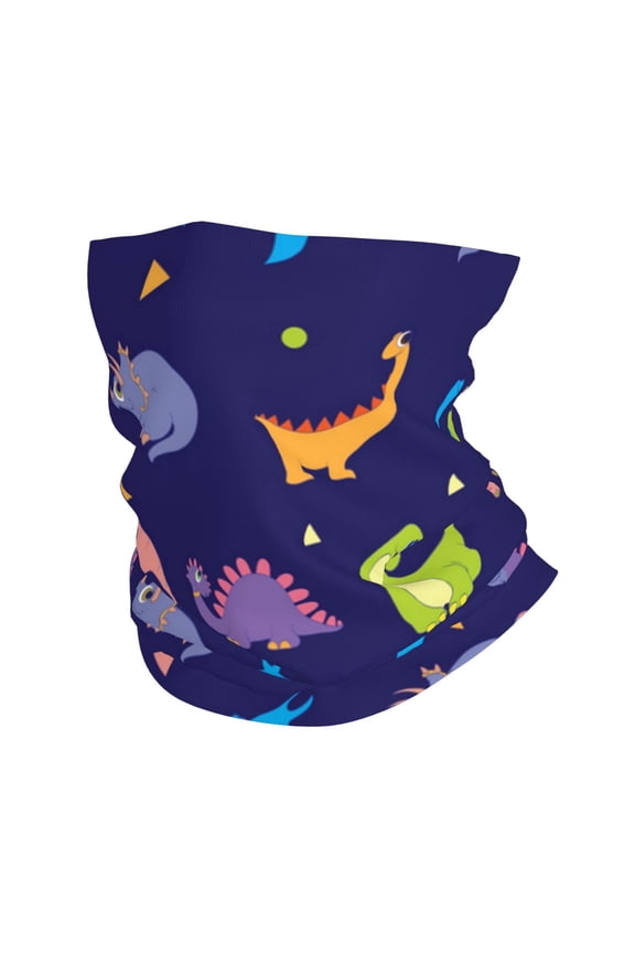 Face Mask Neck Gaiter Windproof Bandana Headwear Breathable Cover Outdoor Scarf, Colorful Dinosaurs Cute Dinosaur Dino