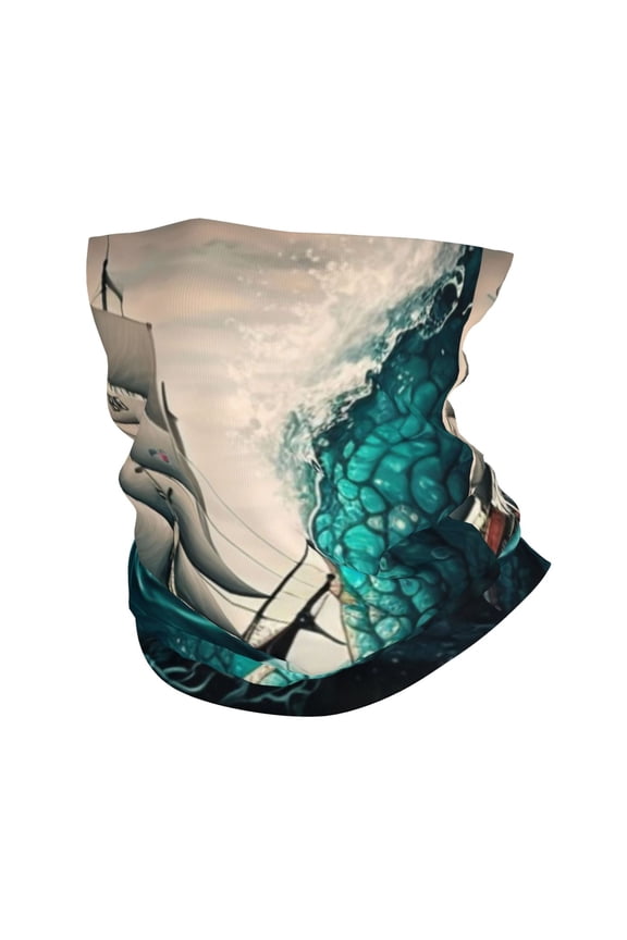 Face Mask Neck Gaiter Windproof Bandana Headwear Breathable Cover Outdoor Scarf, Cool Octopus Monster Sail Boat Waves