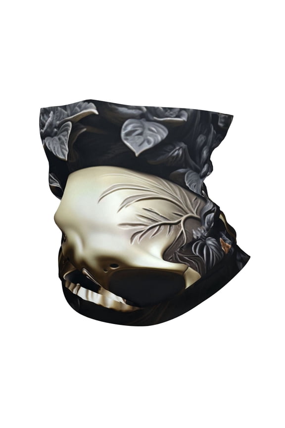 Face Mask Neck Gaiter Windproof Bandana Headwear Breathable Cover Outdoor Scarf, Death Skull Gothic Art Black