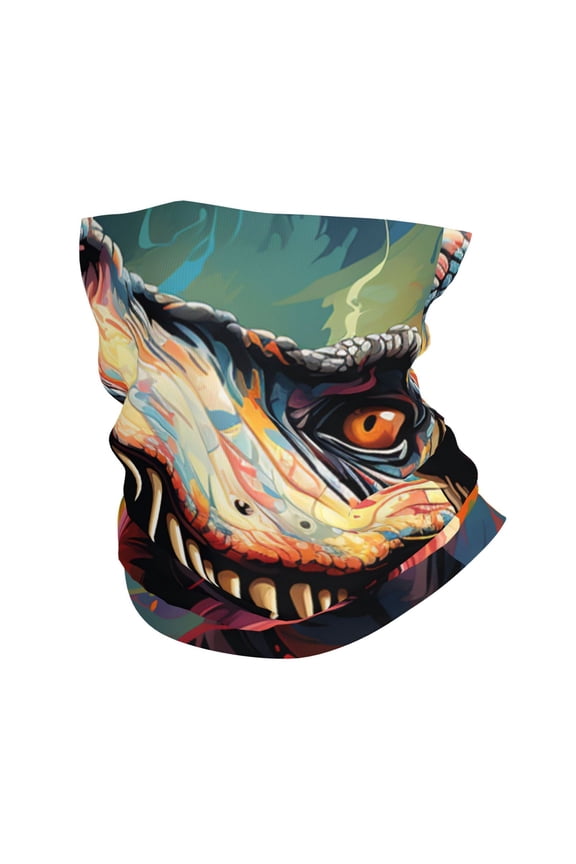 Face Mask Neck Gaiter Windproof Bandana Headwear Breathable Cover Outdoor Scarf, Dinosaur Dino Art